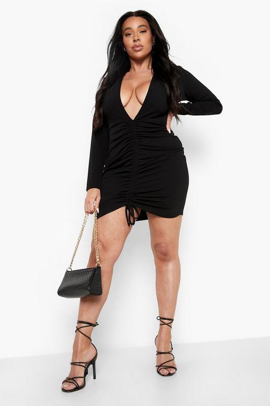 boohoo Plus Plunge Ruched Bodycon Dress 4