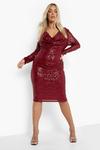 boohoo Plus Sequin Cowl Neck Midi Dress thumbnail 1