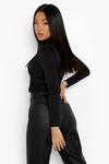 boohoo Petite Ruched Front Long Sleeve High Neck Top thumbnail 2
