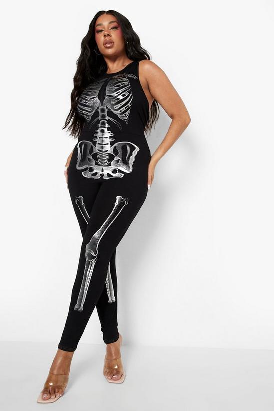 boohoo Plus  Metallic Halloween Skeleton Jumpsuit 1