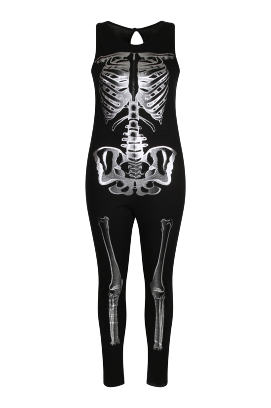 boohoo Plus  Metallic Halloween Skeleton Jumpsuit 5