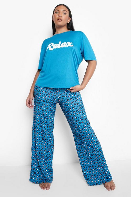 boohoo Plus Relax Leopard Print Pyjama Set 3