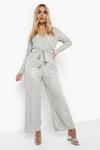 boohoo Plus Shimmer Wrap Tied Jumpsuit thumbnail 1
