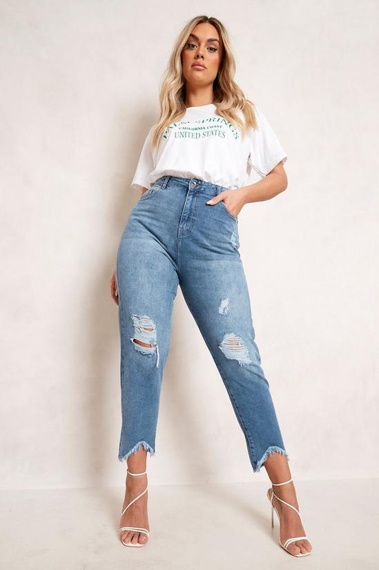 boohoo Plus Ripped Distressed High Waist Mom Jeans 1