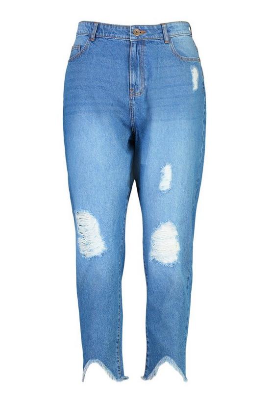 boohoo Plus Ripped Distressed High Waist Mom Jeans 5