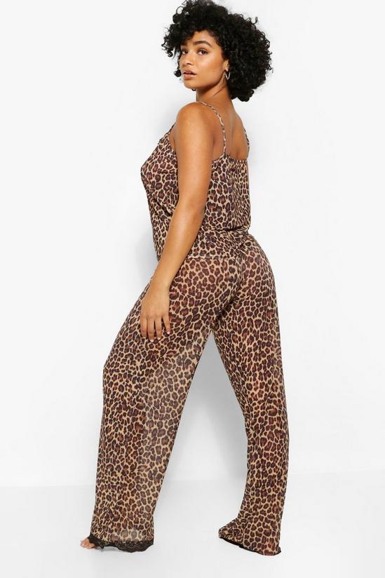 boohoo Plus Leopard Print Lace Trim Cami Top & Trousers Pyjama Set 2