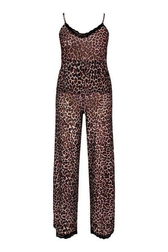 boohoo Plus Leopard Print Lace Trim Cami Top & Trousers Pyjama Set 3