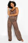 boohoo Plus Leopard Print Lace Trim Cami Top & Trousers Pyjama Set thumbnail 4