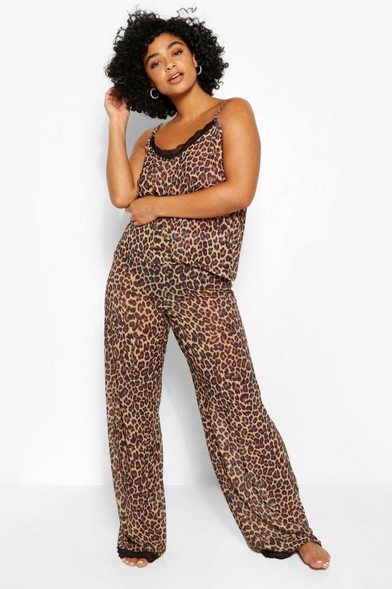 boohoo Plus Leopard Print Lace Trim Cami Top & Trousers Pyjama Set 4