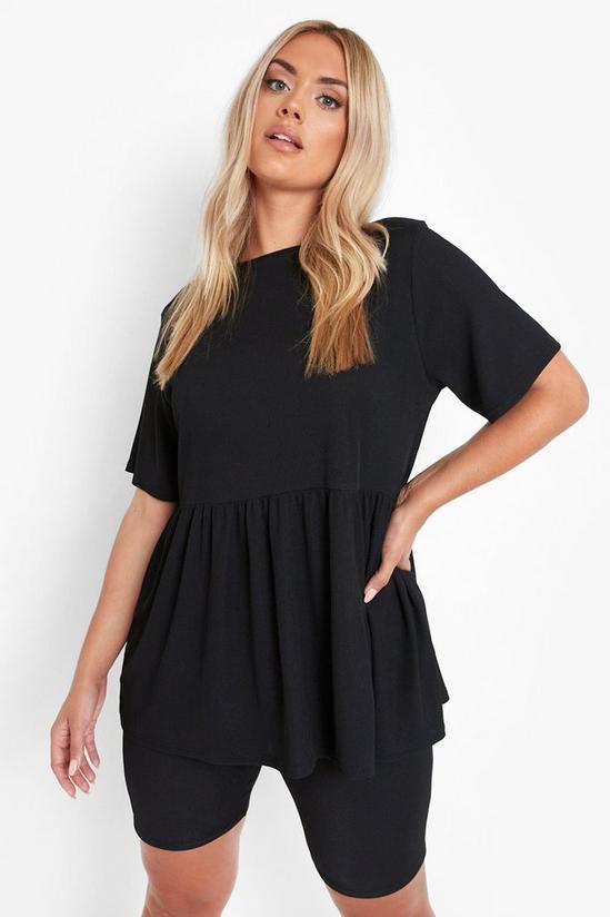 boohoo Plus Smock Top and Cycling Shorts Co-Ord 1