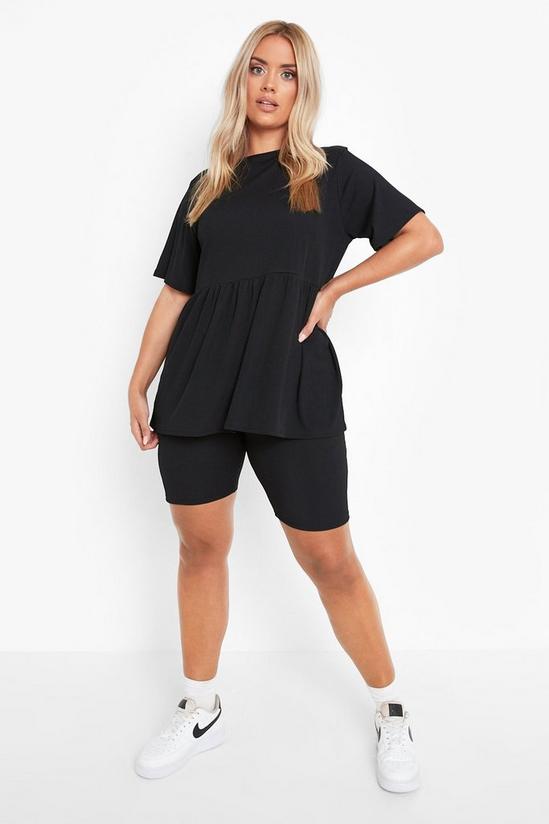 boohoo Plus Smock Top and Cycling Shorts Co-Ord 3