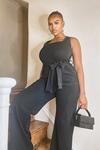 boohoo Plus Contrast Stitch Belted Pocket Jumpsuit thumbnail 1
