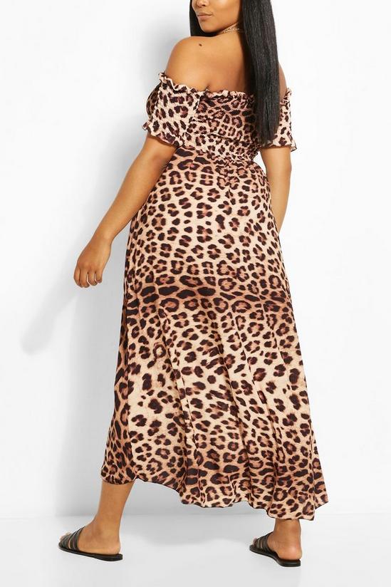 boohoo Plus Leopard Print Off Shoulder Maxi Dress 2