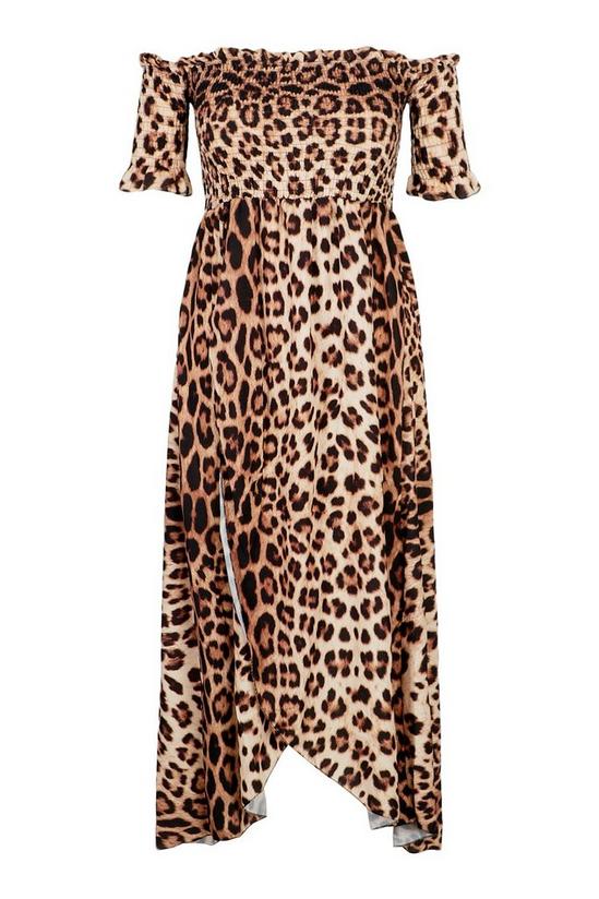 boohoo Plus Leopard Print Off Shoulder Maxi Dress 3
