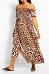 boohoo Plus Leopard Print Off Shoulder Maxi Dress thumbnail 4