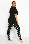 boohoo Plus 'Cutie With A Booty' Slogan Top & Heart Print Trousers Pyjama Set thumbnail 2