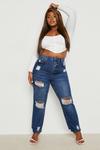 boohoo Plus Distressed High Waisted Mom Jeans thumbnail 3