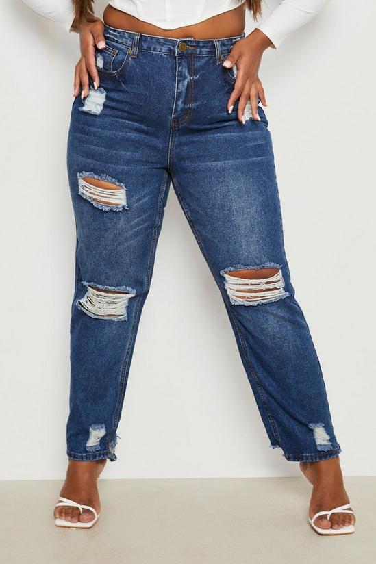 boohoo Plus Distressed High Waisted Mom Jeans 4