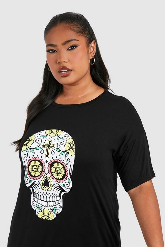 boohoo Plus Halloween Sugar Skull T-shirt Dress 4