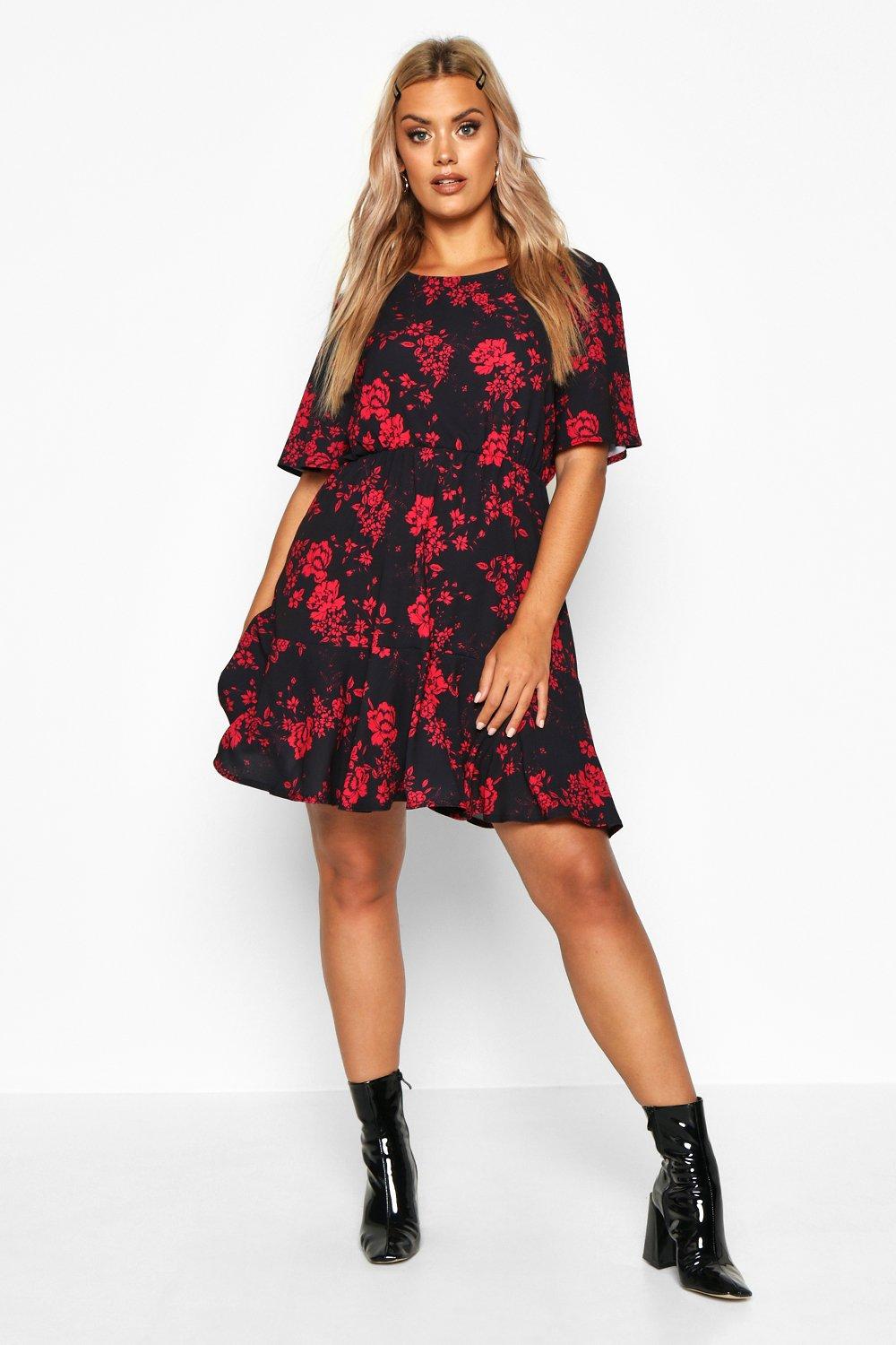 Plus Tiered Woven Smock Dress