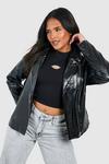 boohoo Plus PU Leather Look Quilted Biker Jacket thumbnail 1