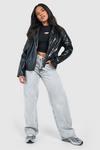 boohoo Plus PU Leather Look Quilted Biker Jacket thumbnail 3