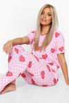 boohoo Plus Polka Dot Heart Print T Shirt & Trousers Pyjama Set thumbnail 1