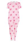 boohoo Plus Polka Dot Heart Print T Shirt & Trousers Pyjama Set thumbnail 3