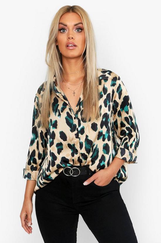 boohoo Plus Satin Leopard Shirt 1