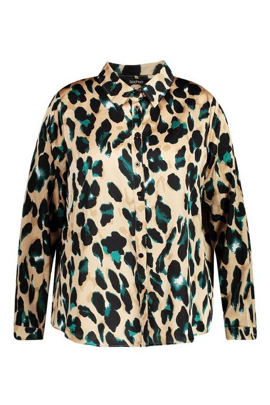 boohoo Plus Satin Leopard Shirt 3