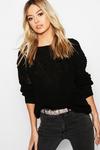 boohoo Petite Off The Shoulder Waffle Knitted Jumper thumbnail 1