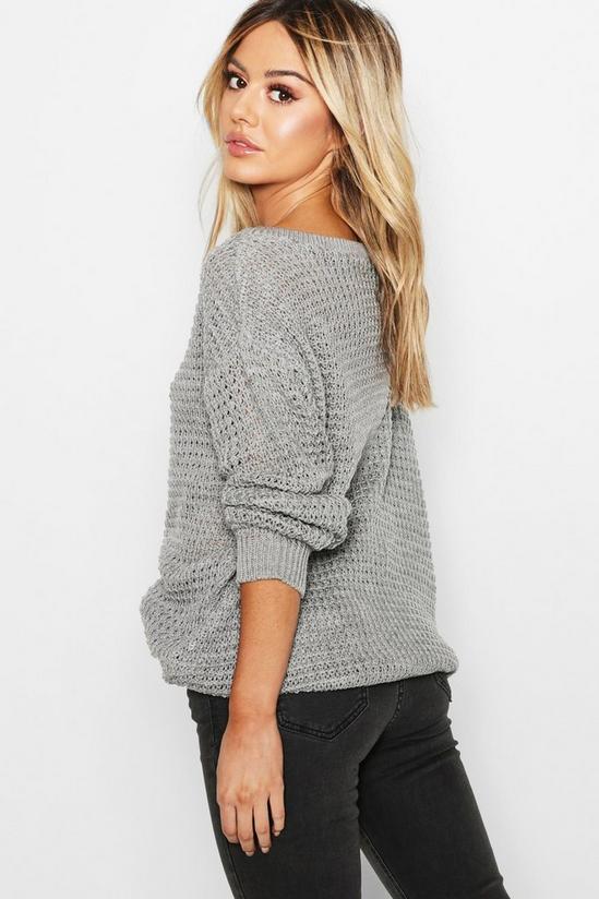boohoo Petite Off The Shoulder Waffle Knitted Jumper 2