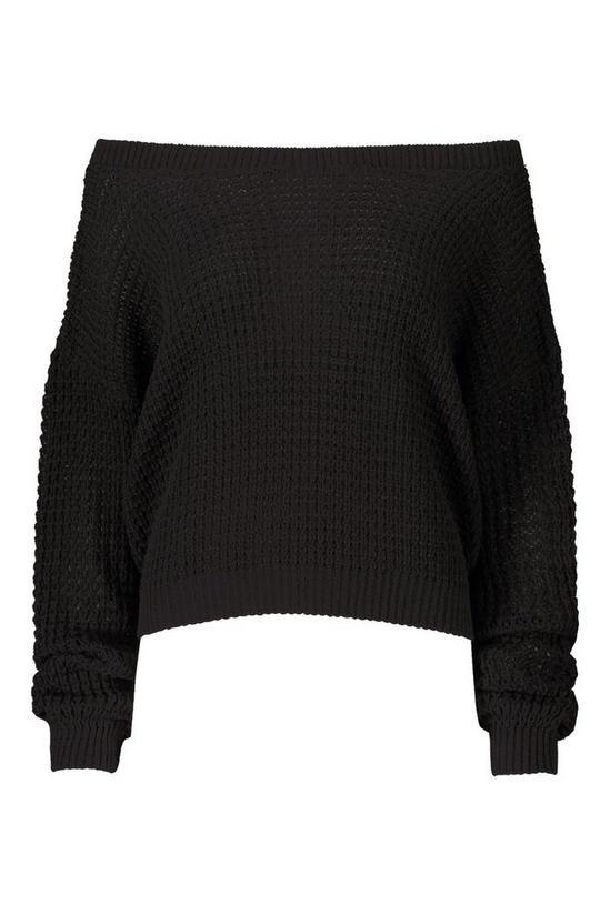 boohoo Petite Off The Shoulder Waffle Knitted Jumper 3