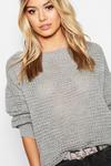 boohoo Petite Off The Shoulder Waffle Knitted Jumper thumbnail 4