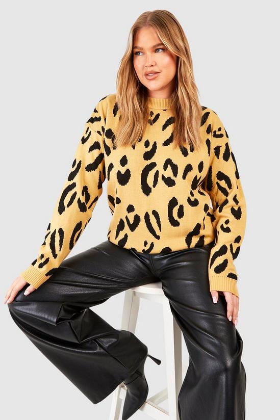 boohoo Plus Leopard Knitted Jumper 1