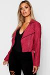 boohoo Plus Belted Faux Suede Cropped Biker Jacket thumbnail 1