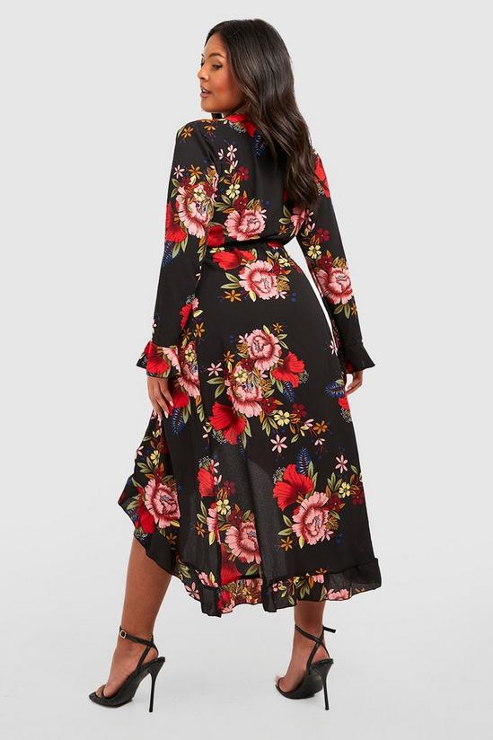 boohoo Plus Wrap Floral Midi Dress 2