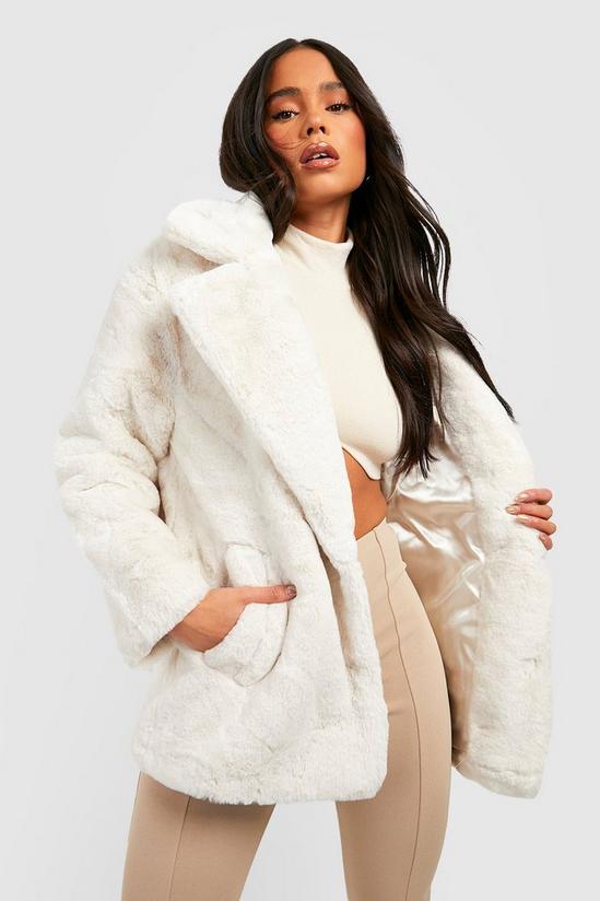 boohoo Petite Oversized Collar Luxe Faux Fur Coat 1