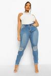 boohoo Plus Ripped Knee Stretch Skinny Jeans thumbnail 3