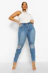 boohoo Plus Ripped Knee Stretch Skinny Jeans thumbnail 4