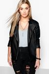 boohoo Plus Quilted Faux PU Leather Biker Jacket thumbnail 1