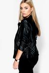boohoo Plus Quilted Faux PU Leather Biker Jacket thumbnail 2