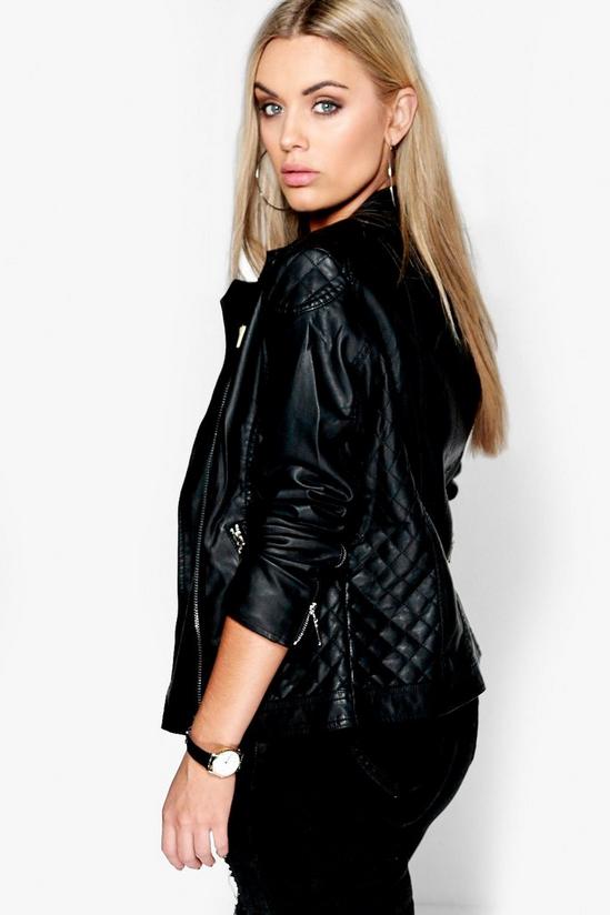 boohoo Plus Quilted Faux PU Leather Biker Jacket 2