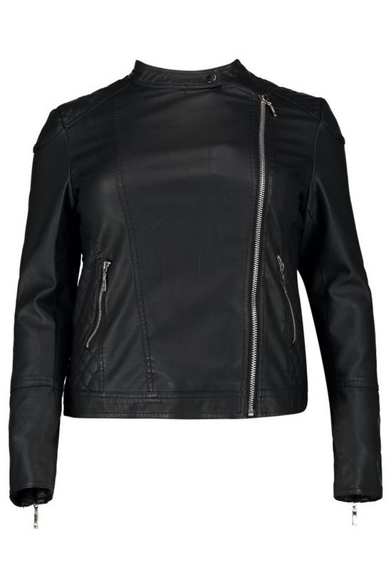 boohoo Plus Quilted Faux PU Leather Biker Jacket 3