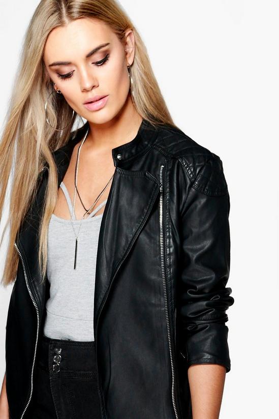 boohoo Plus Quilted Faux PU Leather Biker Jacket 4