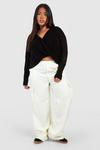boohoo Plus Wrap Front Knitted Jumper thumbnail 1