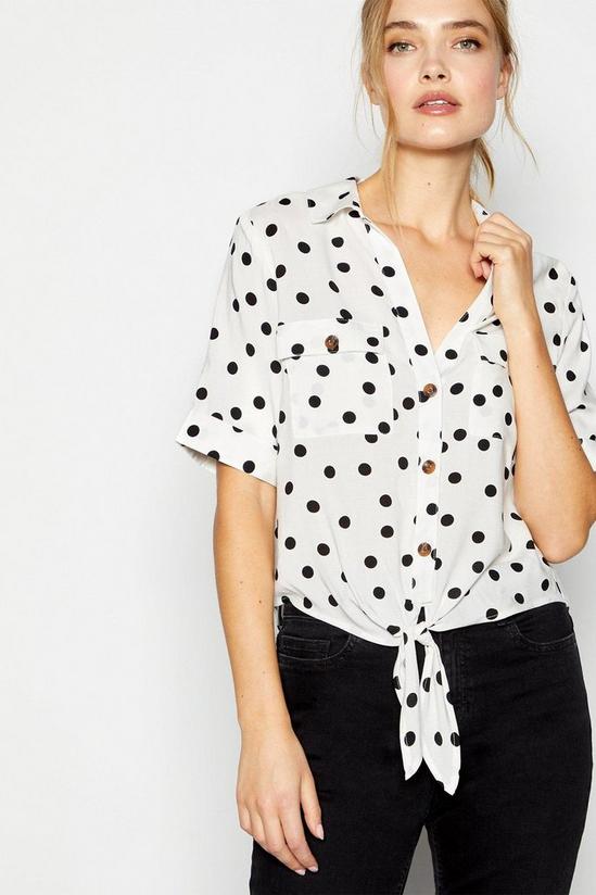 Red Herring Tie Front Spotty Blouse 1