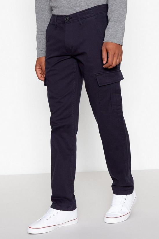 Red Herring Navy Straight Fit Cargo Trousers 1