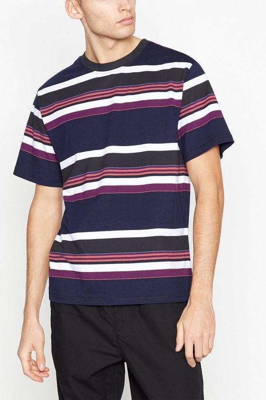 Red Herring Navy Variegated Striped Cotton T-Shirt 1