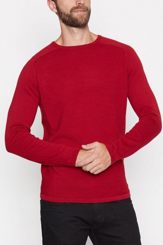 Red Herring Wine Ribbed Front Cotton Jumper 1